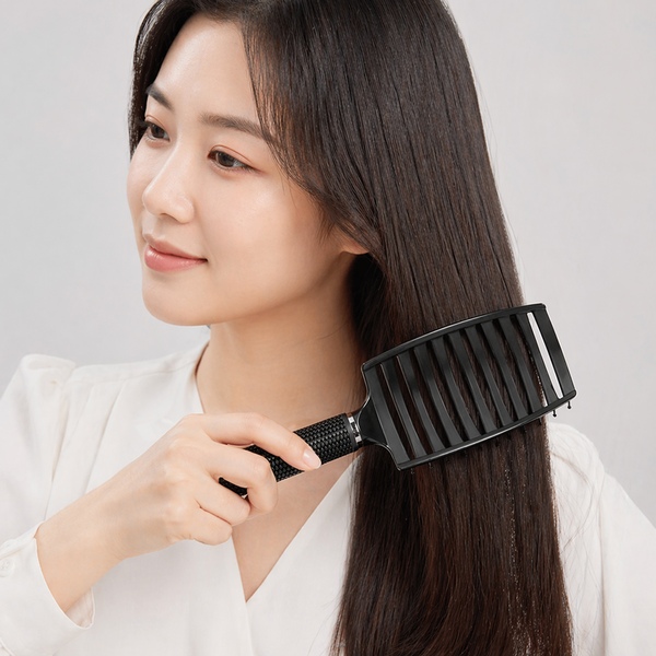 1+1 비비드 곡선 헤어브러쉬 젖은머리 볼륨 두피마사지빗