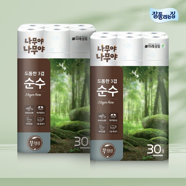 나무야나무야 도톰한3겹 순수 27m 30롤 x 2팩