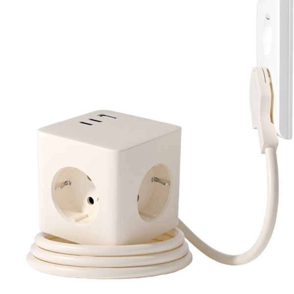 공간활용! 큐브 납작멀티탭 / 고용량 고속충전 멀티탭 3구 USB C타입 2m 컬러 3종