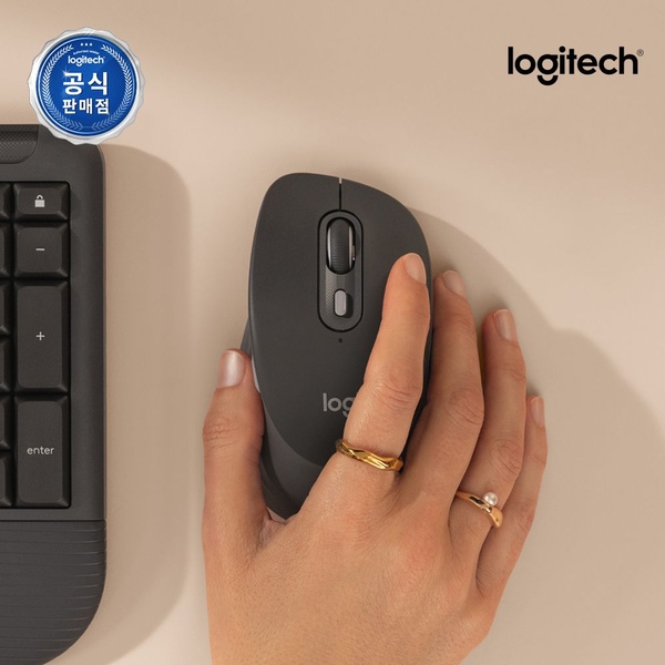 로지텍코리아 공식 M840L 인체공학 무소음 무선마우스 그라파이트