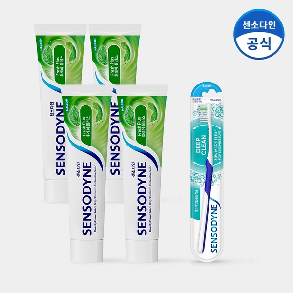 후레쉬 플러스 민감성 치약 100g x4개+딥클린 칫솔 1개