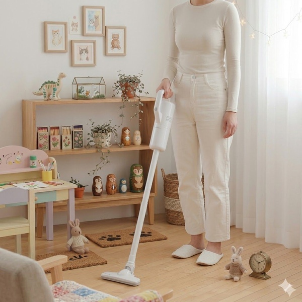 가벼운 무선 진공 청소기 화이트