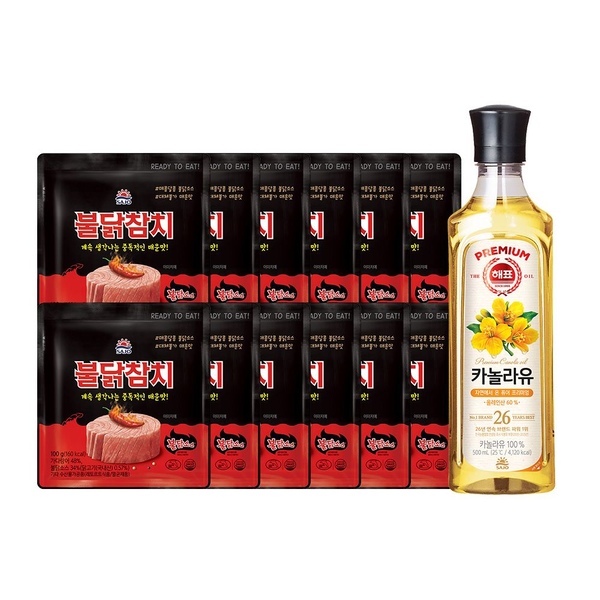 불닭참치 파우치 100g*12개+카놀라유 500ml*1개