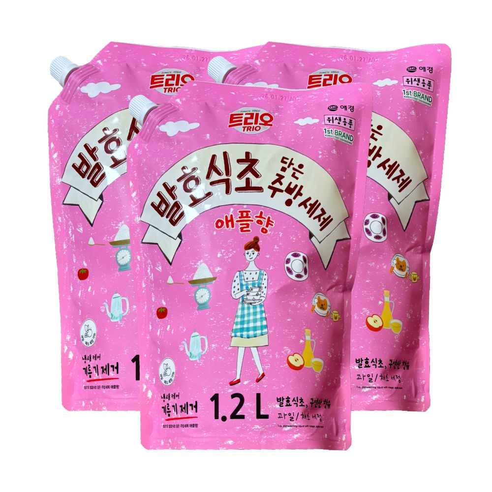트리오 발효식초 담은 주방세제 사과향 리필 1.2L X 3개 - 최저가 11,900원