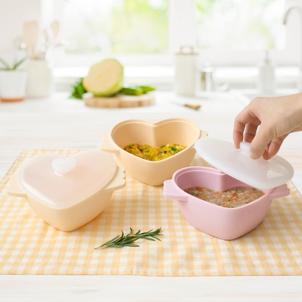 주니 실리콘찜기 이유식 찜기 전자레인지 러블리 하트찜기