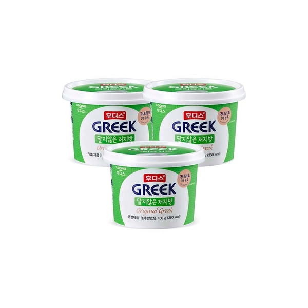 후디스 그릭요거트 달지않은 저지방 450g*3개