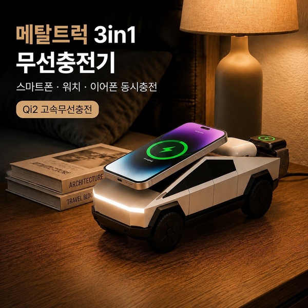 메탈트럭 3in1 Qi2 맥세이프 고속 무선충전기 아이폰 갤럭시 공용