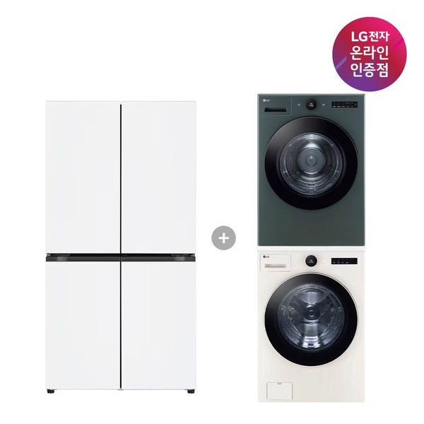 LG 디오스 냉장고+트롬 세탁건조기 세트 (T876MQQ111+FX24ENR-GNG)
