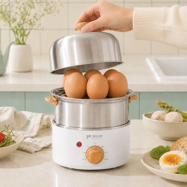 304올스텐 계란찜기 타이머 스팀 전기 찜기 KA-1577S1