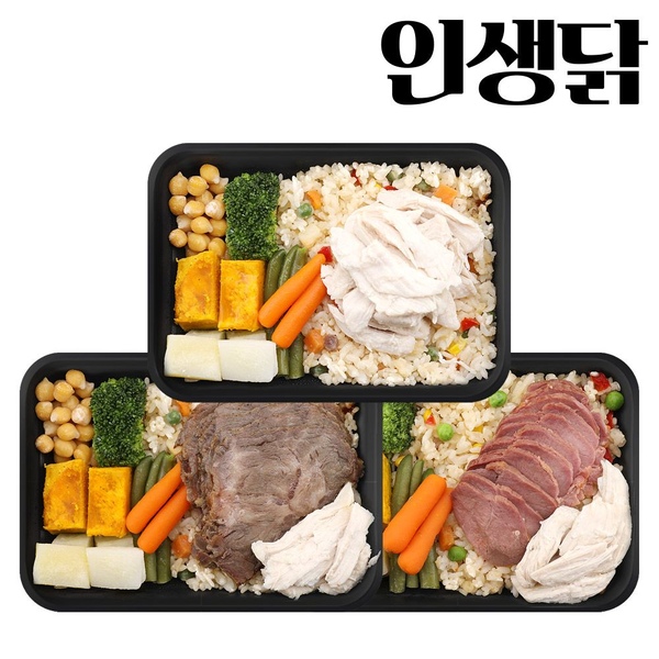 인생닭 단백질 닭가슴살 닭다리살 식단 도시락 3종 혼합 360g