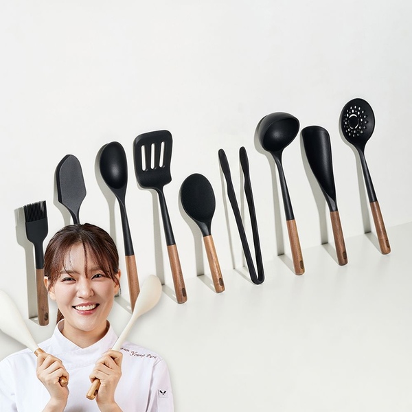 북미산 월넛 프리미엄 실리콘 조리도구 10종 블랙
