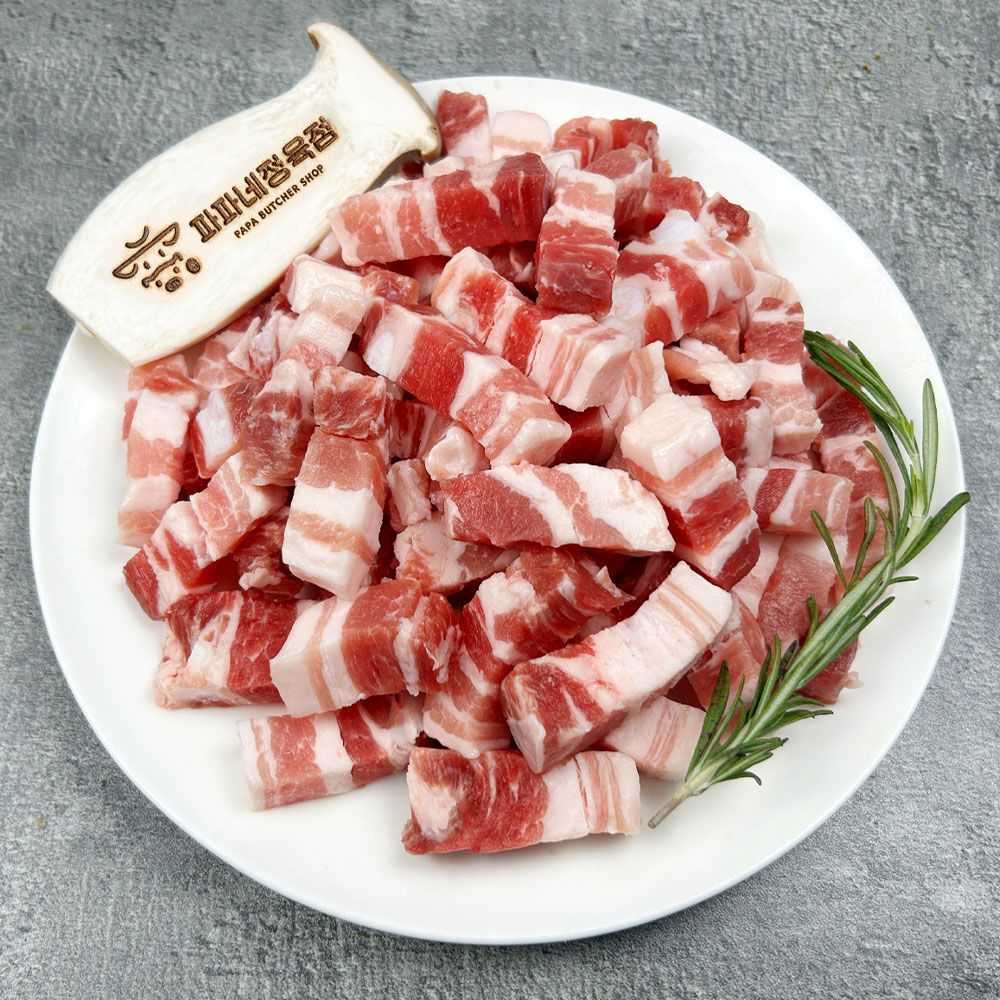 파파네정육점 편리한 한입 삼겹살 500g x 4팩 , 소분해서 먹기 좋은 편리한