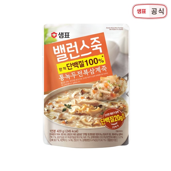 밸런스죽 통녹두전복삼계죽 420g