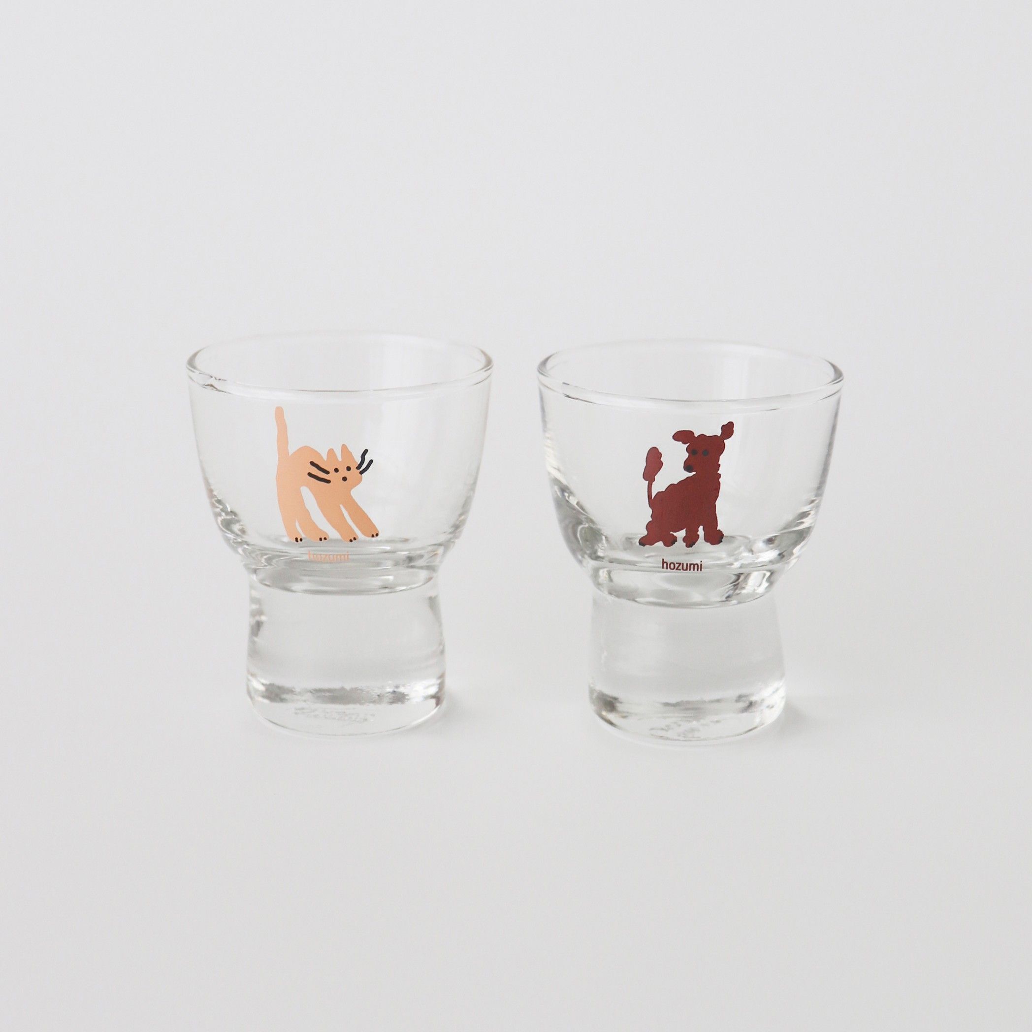 호즈미 mini glass set 강아지 & 고양이 미니 글라스 세트 (2P / 선물포장)