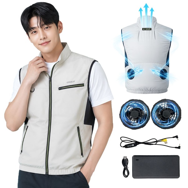 쿨릿 선풍기 조끼+10000mAh 보조배터리 얼음조끼 쿨링 냉풍