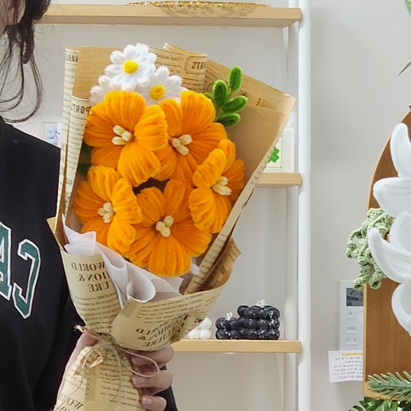 능소화 모루 꽃다발 완제품 감성 인테리어 조화꽃다발 선물