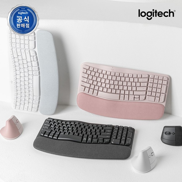 로지텍코리아 공식 Wave keys and Lift Combo 무선인체공학마우스키보드 세트