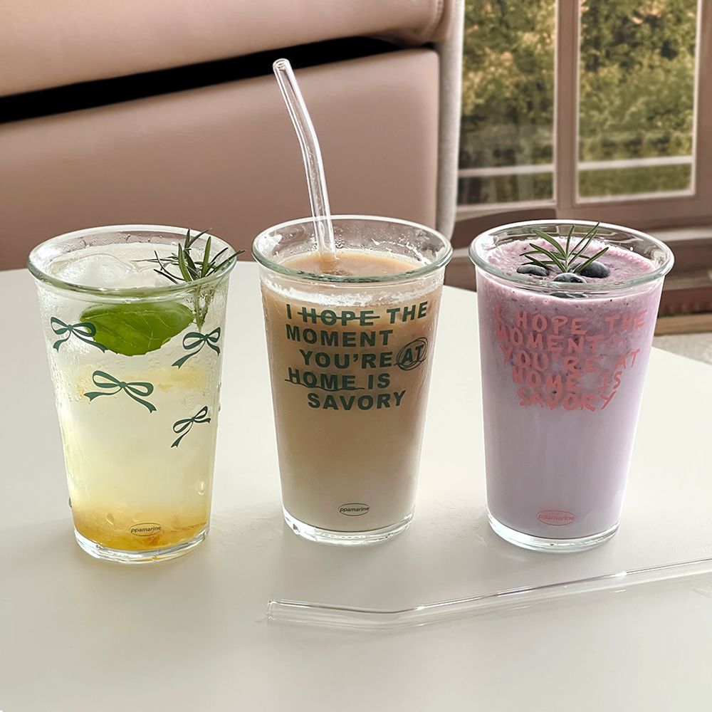 빠다앤마가린 빠마린 리본&레터링 카페컵 내열 유리컵 380ml 맥주잔 6종 택1 단품(국산/냉온겸용)