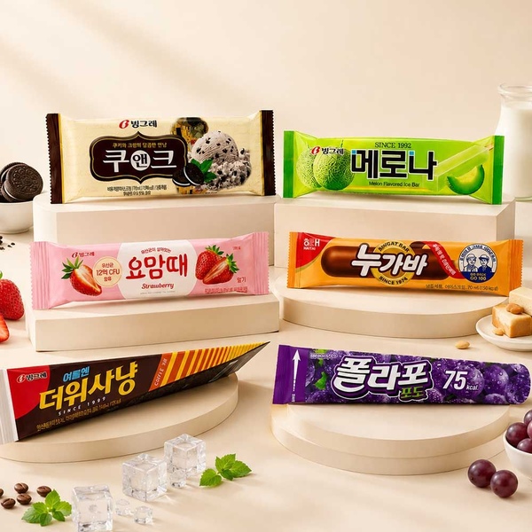빙그레 해태 인기 아이스크림 40개 모음(메로나/쿠앤크/비비빅/누가바/폴라포 등)