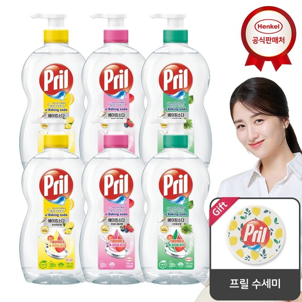 프릴 베이킹소다 700mlx6개 주방세제_프릴 수세미 증정