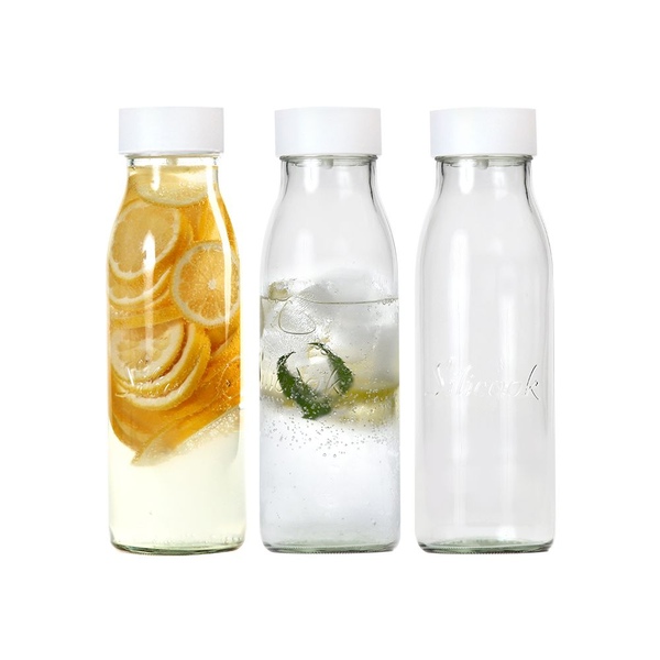 기울이면 열리는 뚜껑, 투명 유 리 물 병 1000ml 3개