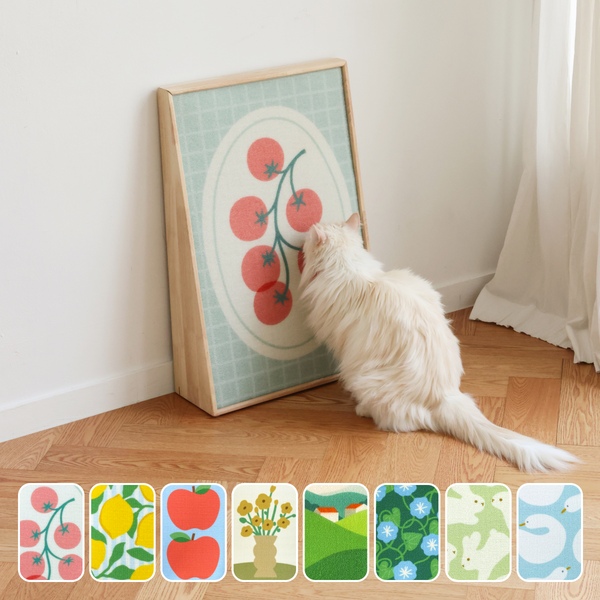 고양이 아트 포스터 카페트 스크래쳐 (나무 색상 2종/그림 8종)