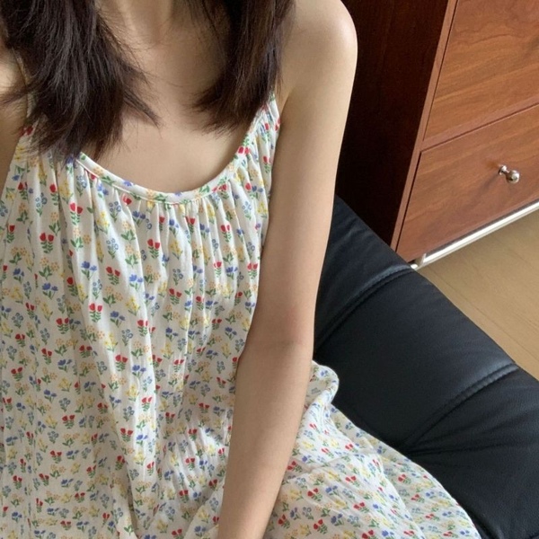 끈나시 원피스 순면 아일렛 플라워 더블거즈 여름 파자마 5종
