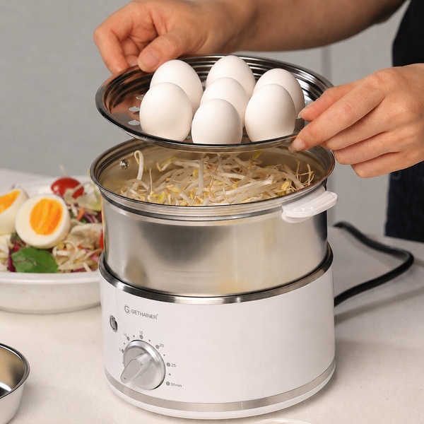 스텐 2단 계란 찜기 에그쿠커 달걀삶는 기계 GTKES-1000