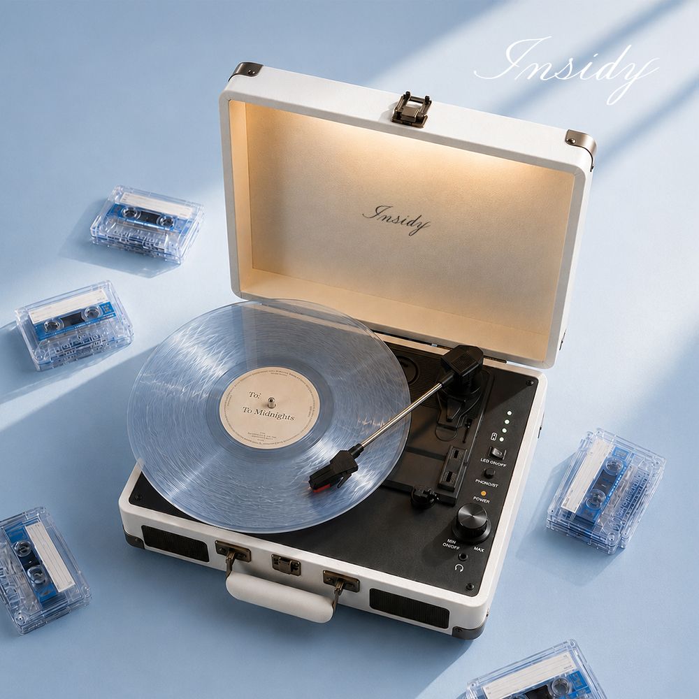인사이디 무드등 무선 LP 턴테이블 블루투스 스피커 IBT-Retro Light
