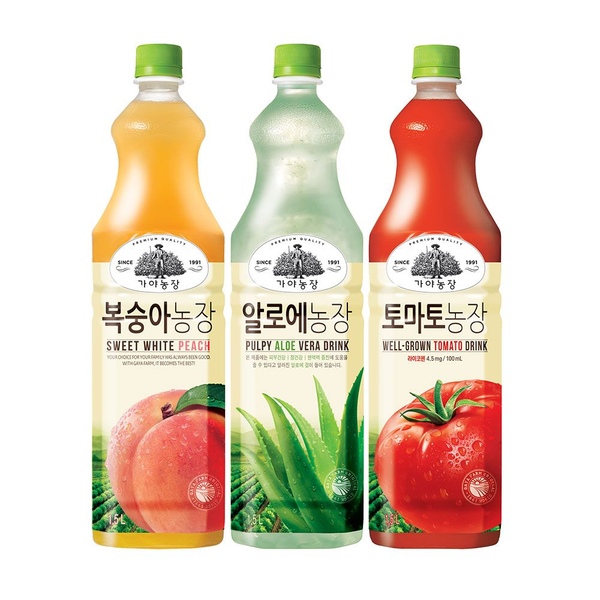 가야농장 주스 1.5L*4개 토마토/알로에/복숭아