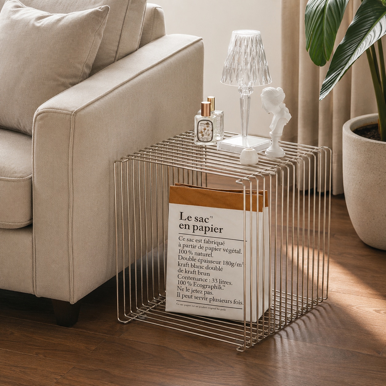 인블루가구 루트 협탁 와이어 사이드테이블 철제 모듈 큐브 스탠드 잡지 2colors