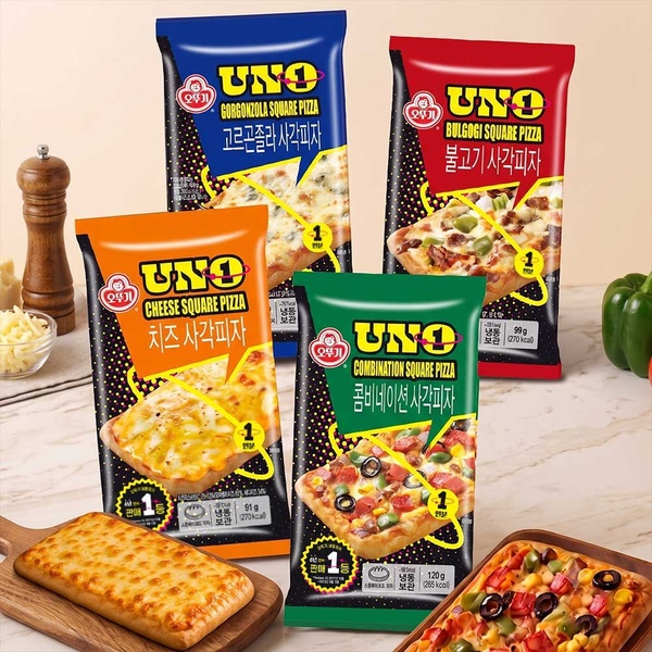 UNO 사각피자 4종세트(고르곤졸라2개+불고기2개+치즈2개+콤비네이션2개)