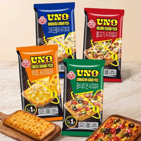UNO 사각피자 4종세트(고르곤졸라1개+불고기1개+치즈1개+콤비네이션1개)