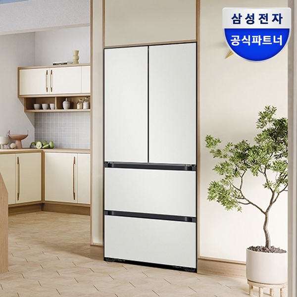 삼성 김치냉장고 420L 4도어 비스포크 키친핏 RK70F42M2A 코타화이트