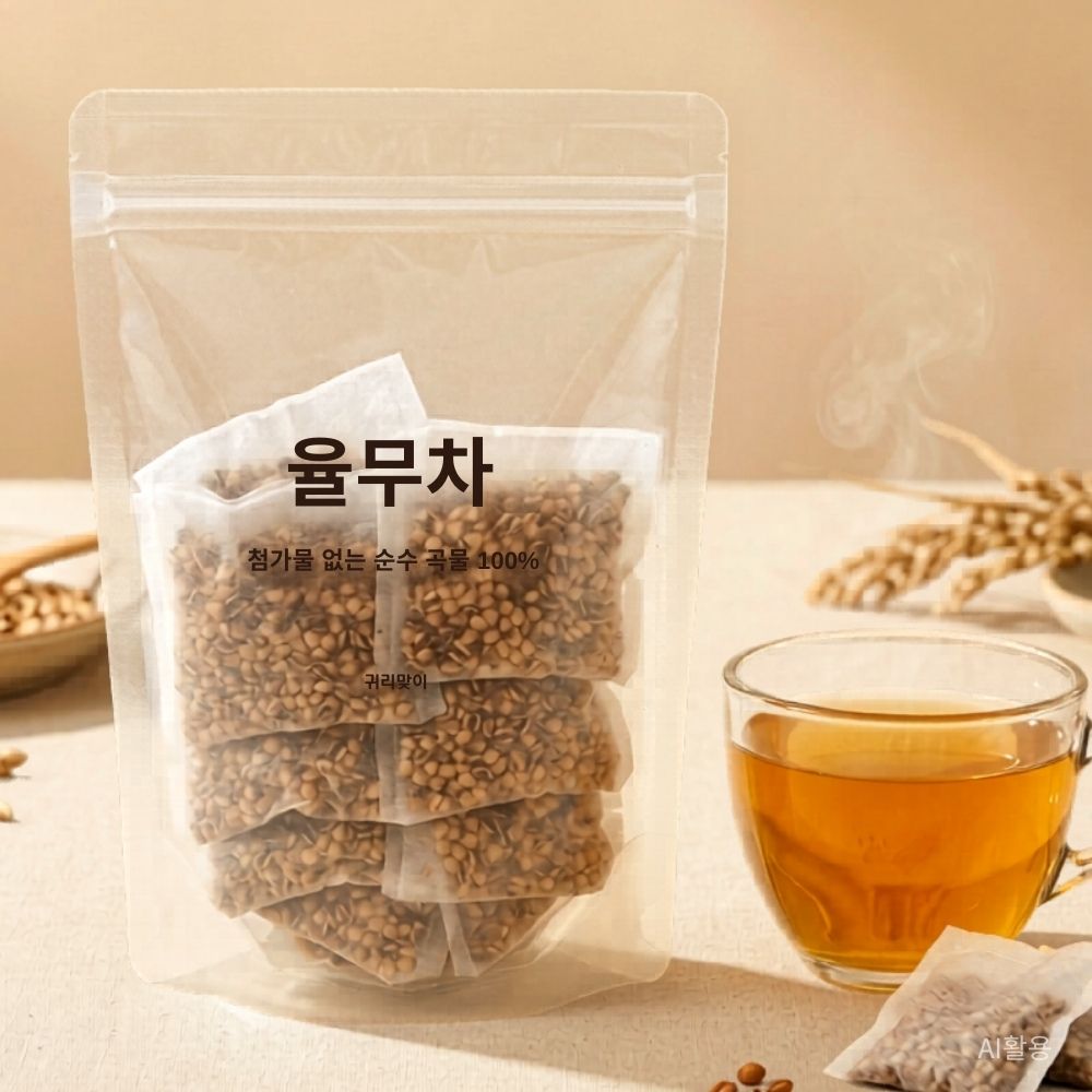 귀리맞이 국산 볶은 율무차 티백 보틀용 400g