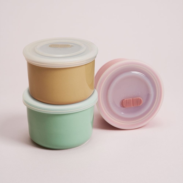 도자기 이유식용기 250ml 3종세트 보관 밀폐용기