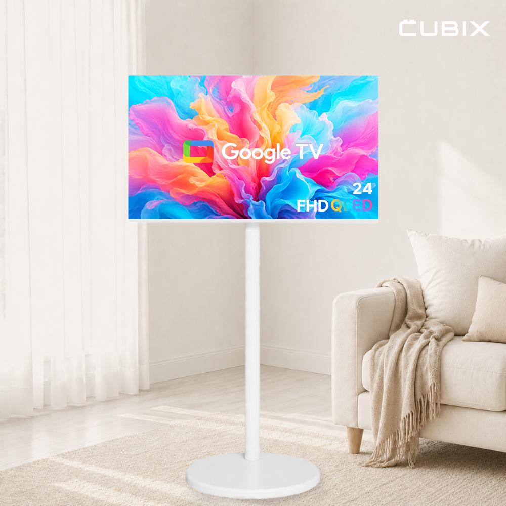 큐빅스전자 무빙큐빅스 화이트에디션 구글 스마트 24인치(60cm) QLED FHD TV 삼탠바이미