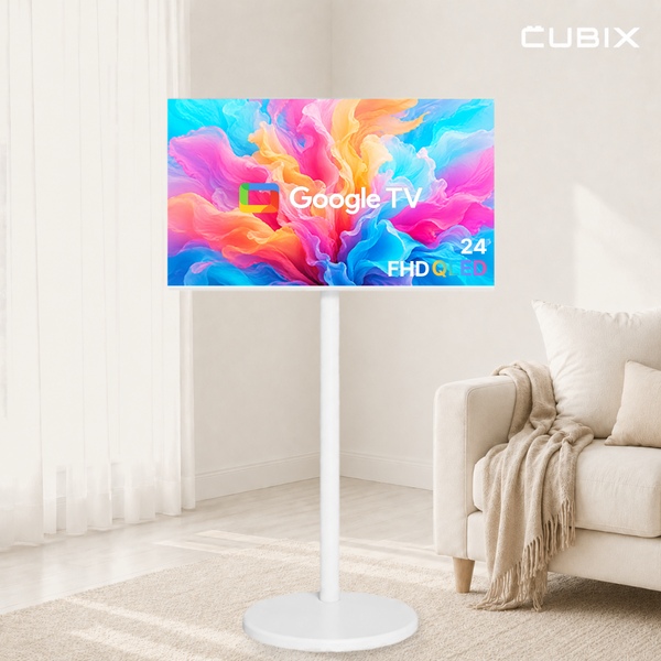 무빙큐빅스 화이트에디션 구글 스마트 24인치(60cm) QLED FHD TV 삼탠바이미