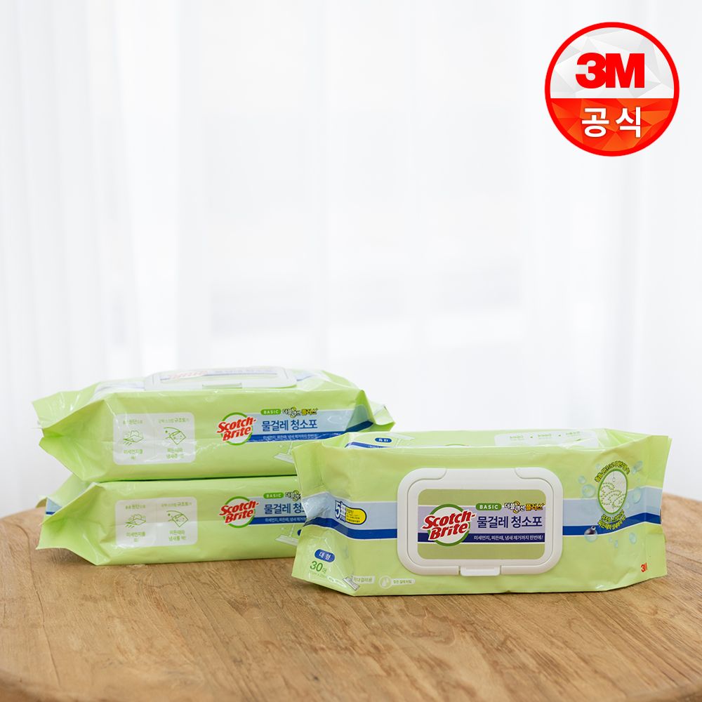 3M 대형 베이직 더블액션 물걸레 청소포 90매 (30매X3개)
