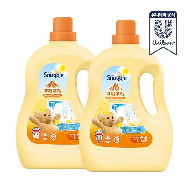 스너글 실내건조 초고농축 섬유유연제 대용량 4L 2개 (총 8L)