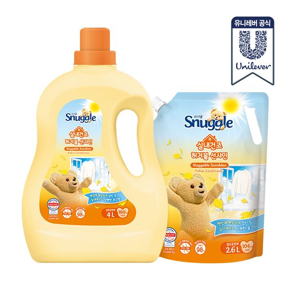 스너글 실내건조 초고농축 섬유유연제 4L+2.6L (총 6.6L)