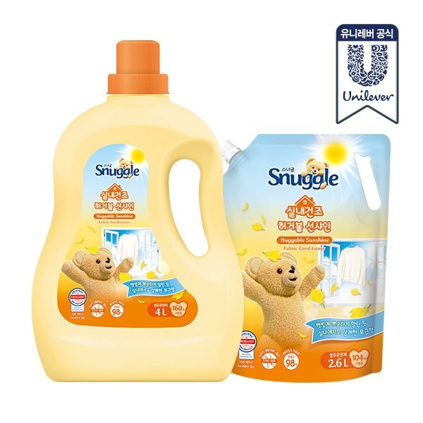 스너글 실내건조 초고농축 섬유유연제 4L+2.6L (총 6.6L)
