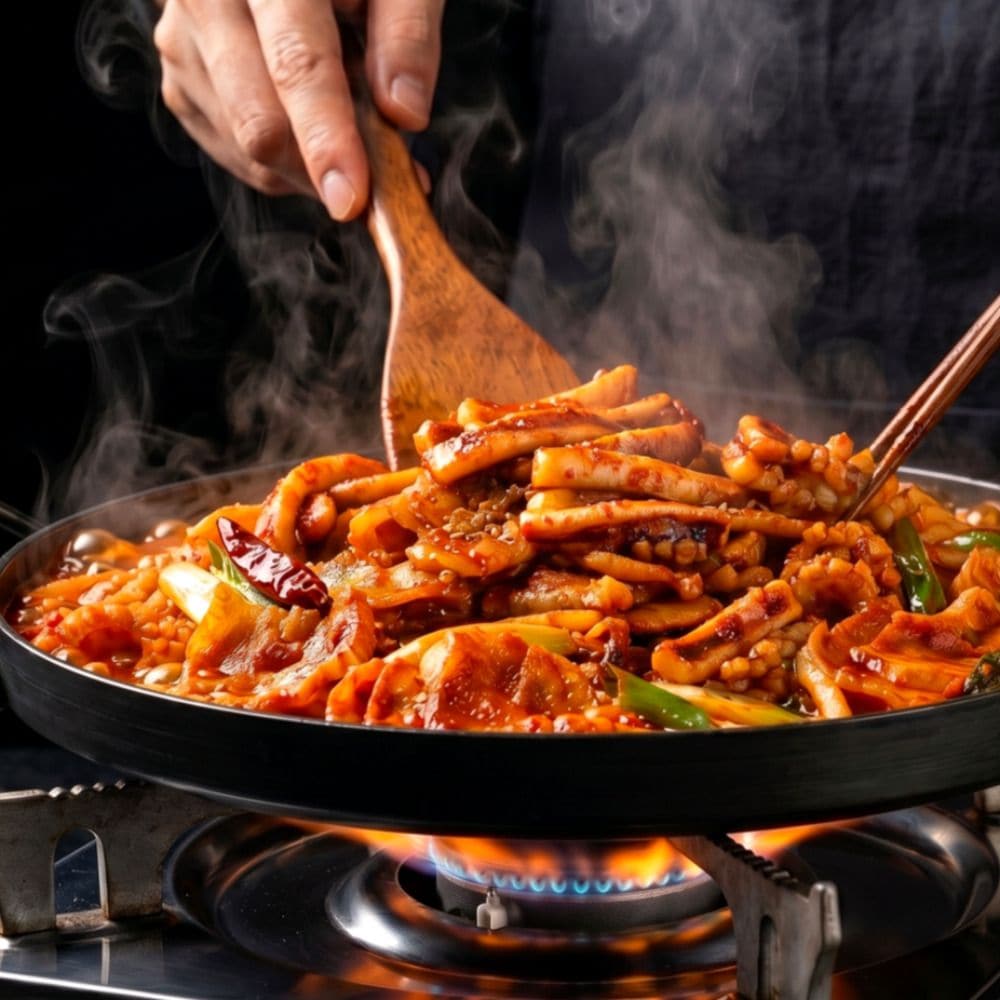 욜로부로 연남동 기사식당 듀록 흑돼지 양념 오징어 삼겹살구이 600G + 600G