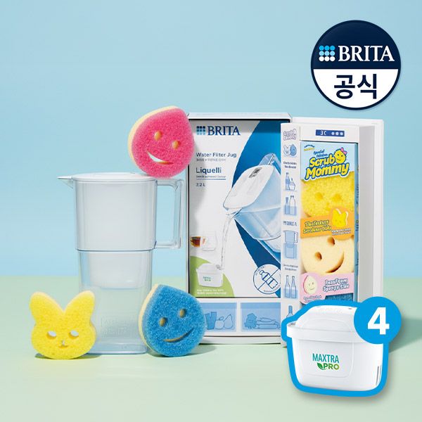 브리타 "브리타X스크럽 대디" 리켈리 클리닝 에디션 (필터 4입)