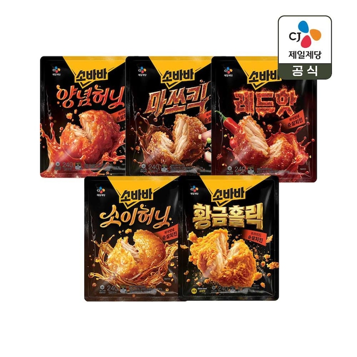 CJ제일제당 고메 소바바치킨 소이허니/양념치킨 240g 2+2 골라담기