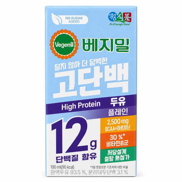 베지밀 고단백 두유 플레인 190ml 24개
