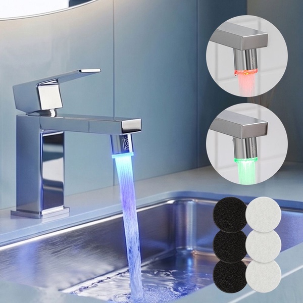 LED 세면대 수전 필터 워터탭 리필 6p 세트 3색 온도표시 정수