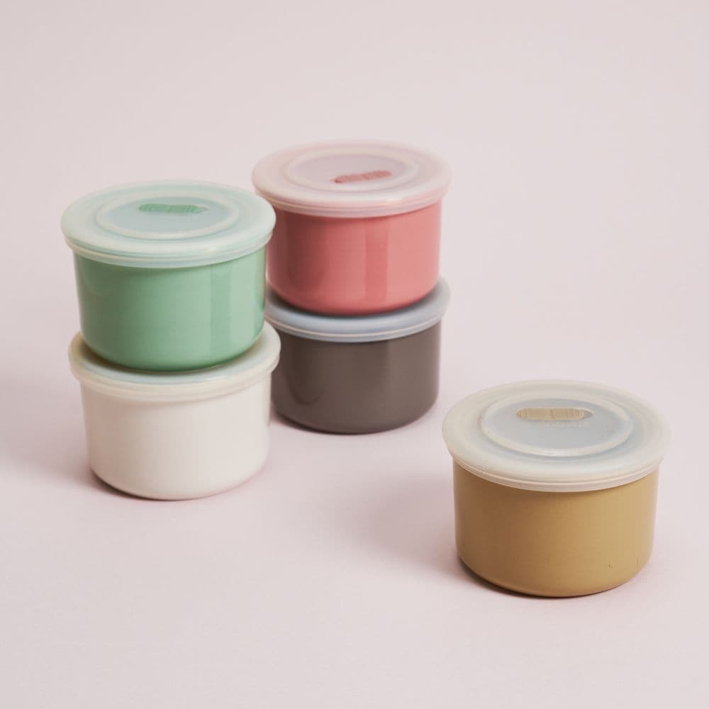 블루마마 도자기 이유식용기 250ml 5종세트 보관 밀폐용기