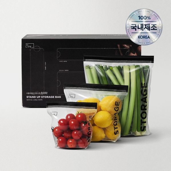 국내제조 스탠딩 지퍼백 혼합팩 (200매) S 60ea + M 100ea + L 40ea