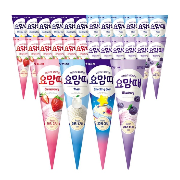 요맘때 콘 아이스크림 150mL * 24개 (플레인/스트로베리/슈팅스타/블루베리)